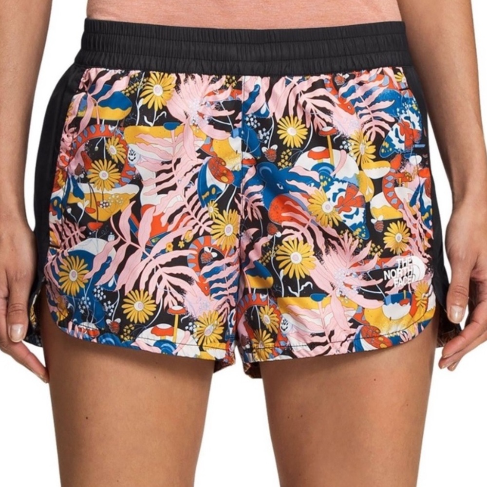 North Face Hydrenaline Shorts Black Pink Floral Athletic Activewear Windfall M